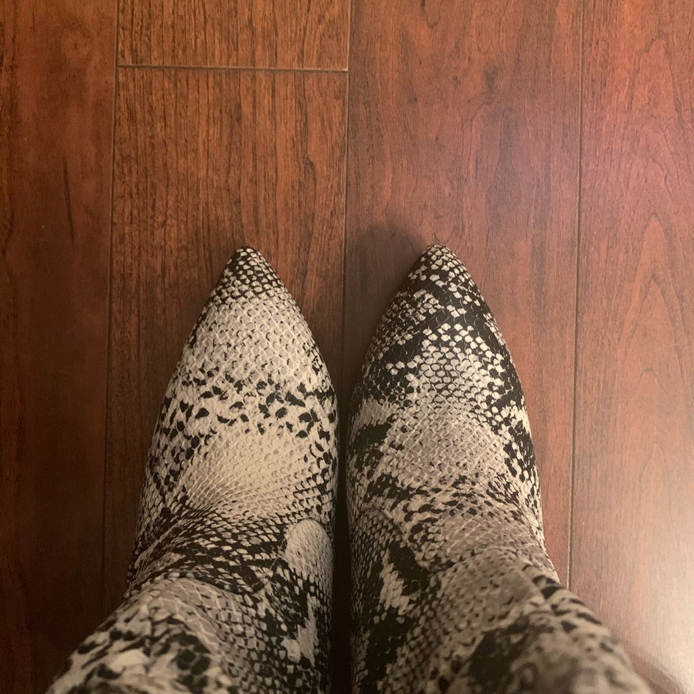 Leather Snake Print Boots - Picture 5 of 7